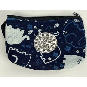 Thai Boho Makeup‎ Bag New Blue Elephant Cosmetic Lightweight Zipper Close Travel